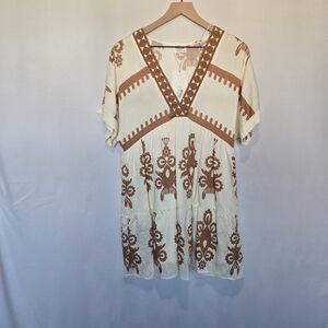 Bohemian Cream and Brown Dress